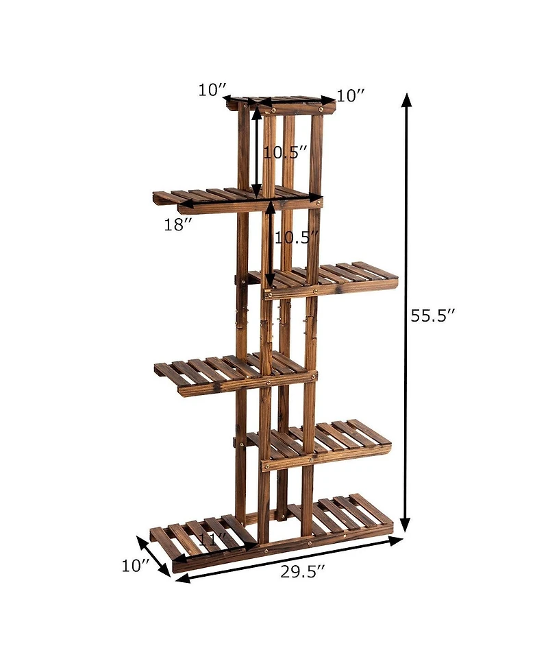 6 Tier Garden Wooden Shelf Storage Plant Rack Stand