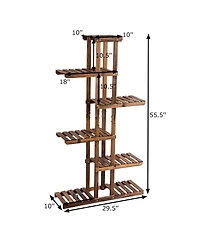 6 Tier Garden Wooden Shelf Storage Plant Rack Stand