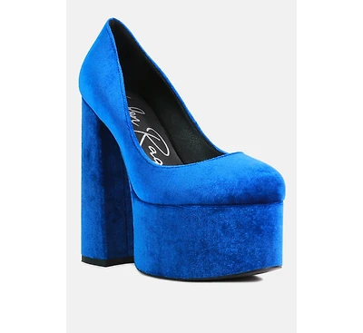 Old Novelty Platform Heel Velvet Pumps Women