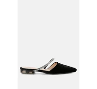 turnon velvet diamante detail flat mules