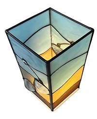 Dale Tiffany 10" Tall La Rochelle Handmade Genuine Stained Glass Shade with Jewels Uplight Accent Lamp