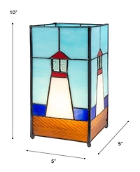 Dale Tiffany 10" Tall Lighthouse Tiffany Handmade Genuine Stained Glass Shade Uplight Accent Lamp