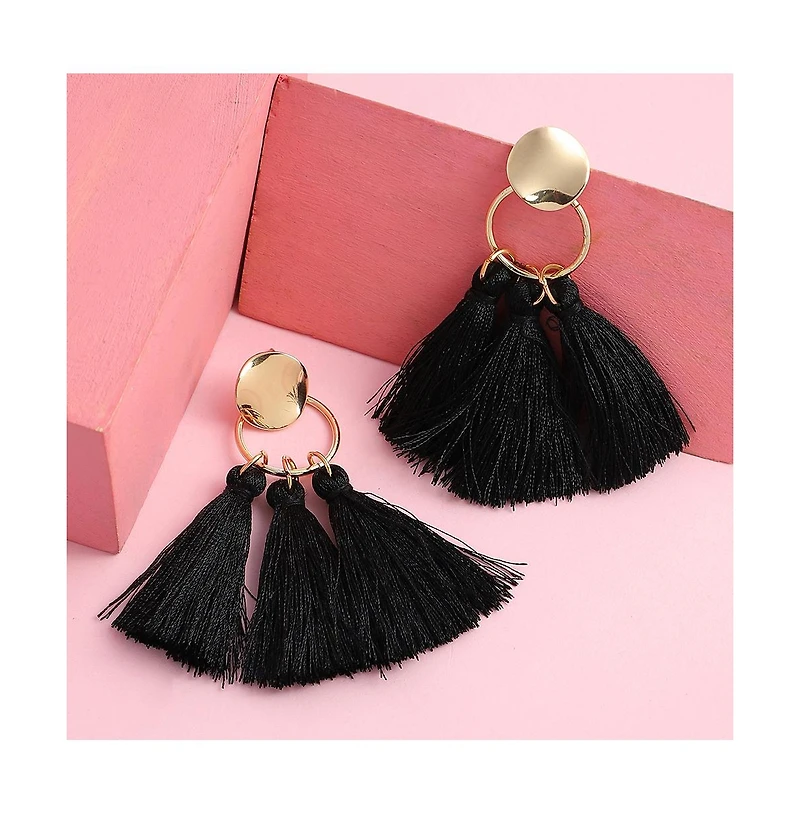 Sohi Women's Gold Tassel Drop Earrings
