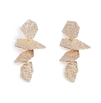 Sohi Women's Gold Dented Drop Earrings