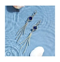 Sohi Women's Blue Sleek Drop Earrings