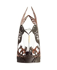 Glitzhome 9.75" H Black and Gold-Tone Metal Cutout Flying Hummingbird Silhouette Solar Powered Edison Bulb Outdoor Lantern