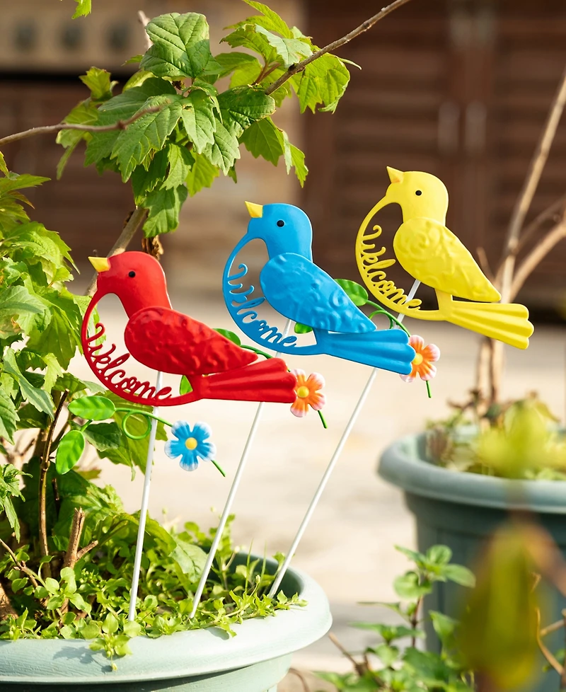 Glitzhome 16" H Set of 3 Metal Bird Pick