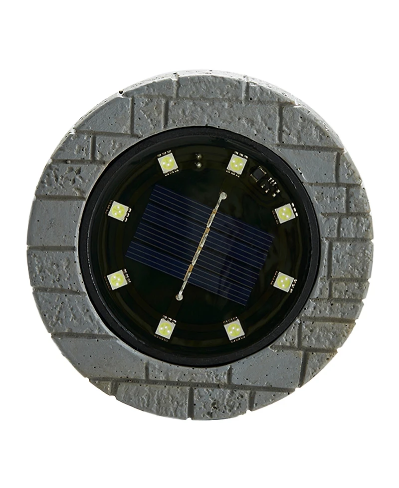 Glitzhome 5.25" H Set of 4 Resin Solar Powered Disk Light or Outdoor Pathway Light or Ground Light