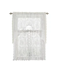 Kate Aurora Shabby Living Lena Floral Lace Complete Kitchen Curtain Tier & Swag Set
