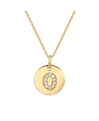 Suzy Levian New York Suzy Levian Sterling Silver Cubic Zirconia Letter "O" Initial Disc Pendant Necklace