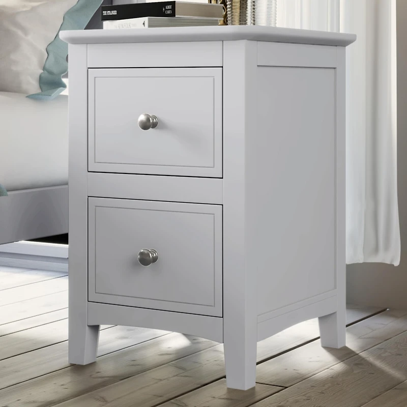 Streamdale 2 Drawers Solid Wood Nightstand End Table