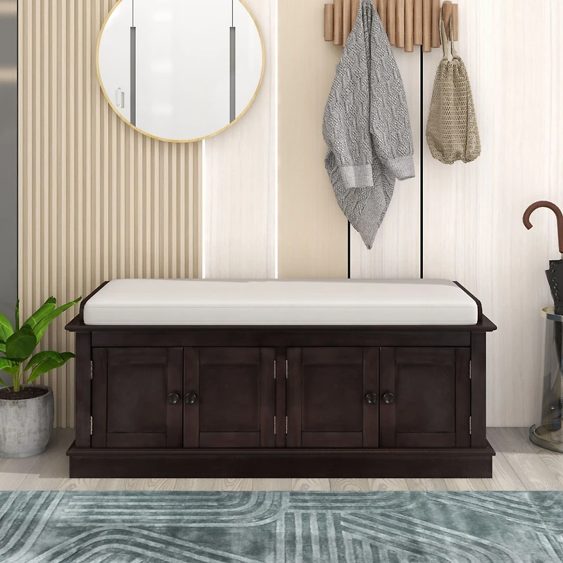 Streamdale Multi-Functional Storage Bench with Shelves and Cushion