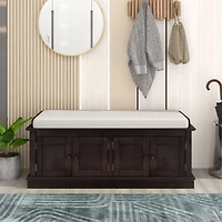 Streamdale Multi-Functional Storage Bench with Shelves and Cushion