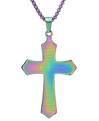 Steeltime Men's Our Father Lord's Prayer Cross Pendant