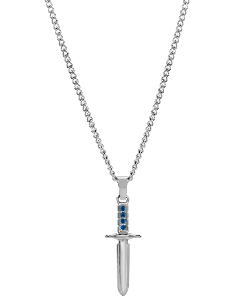 Blackjack Men's Cubic Zirconia Sword 24" Pendant Necklace in Stainless Steel