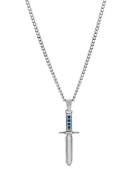 Blackjack Men's Cubic Zirconia Sword 24" Pendant Necklace in Stainless Steel