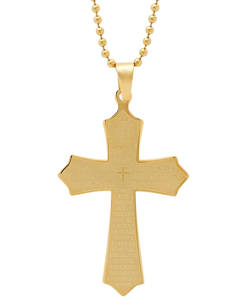 Steeltime Men's Our Father Lord's Prayer Cross Pendant