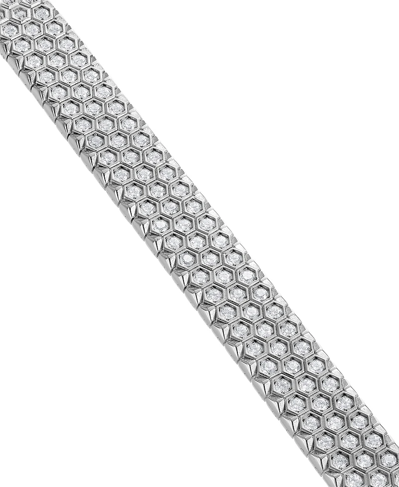Blackjack Men's Black Cubic Zirconia Hexagon Set Multirow Link Bracelet (Also in White Cubic Zirconia)