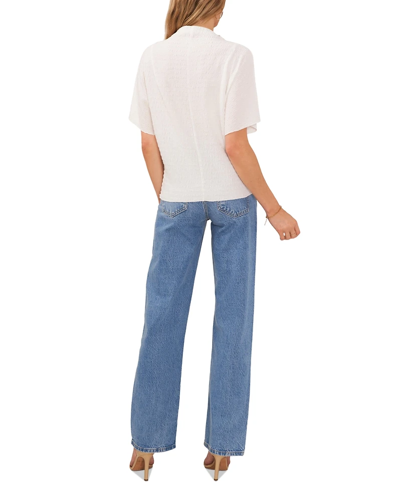 Vince Camuto Women's Textured High Neck Wide Sleeve Top