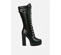 London Rag Magnolia Cushion Collared Lace Up Boots Women