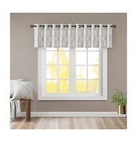 Madison Park Saratoga Fretwork Print Grommet Top Window Valance for Bedroom, 18 inch valances windows Living Room, Width 50 length inches,