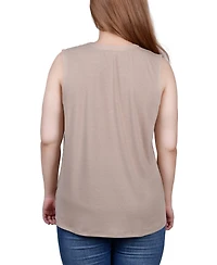 Ny Collection Petite Sleeveless Swiss Dot Blouse Top