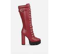 London Rag Magnolia Cushion Collared Lace Up Boots Women