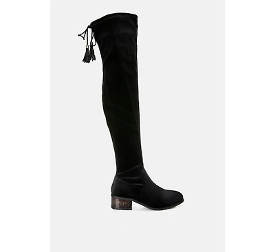 Rumple Velvet Over The Knee Clear Heel Boots