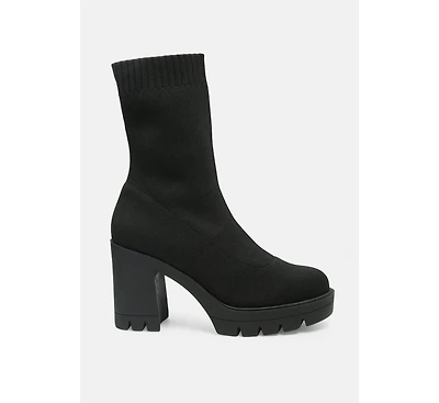 zinnia knitted block heeled boots