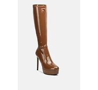 Shawtie High Heel Stretch Patent Calf Boots