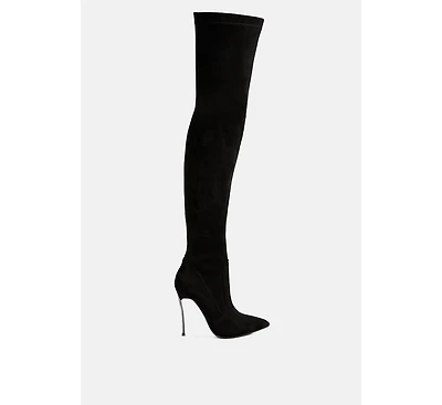 jaynetts stretch suede micro over the knee boots