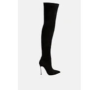 jaynetts stretch suede micro over the knee boots