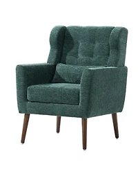 Simplie Fun Mid Century Modern Armchair in Blackish Green Chenille Fabric