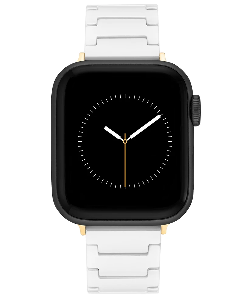 Anne Klein Women's White Ceramic and Gold-Tone Alloy Metal Bracelet designed for Apple Watch 42mm (Series 10) & 38/40/41mm