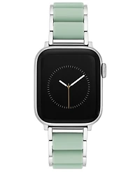 Anne Klein Women's Silver-Tone Alloy Metal and Mint Silicone Bracelet designed for Apple Watch 42mm (Series 10) & 38/40/41mm