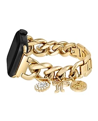 Anne Klein Women's Gold-Tone Alloy Metal Charm Accented Chain Link Bracelet designed for Apple Watch 42mm (Series 1-3 only) & 44/45/46/49mm (Ultra & U