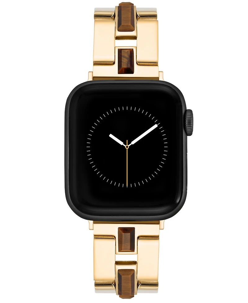 Anne Klein Women's Gold-Tone Alloy Metal Bracelet with Genuine Tiger's Eye designed for Apple Watch 42mm (Series 10) & 38/40/41mm