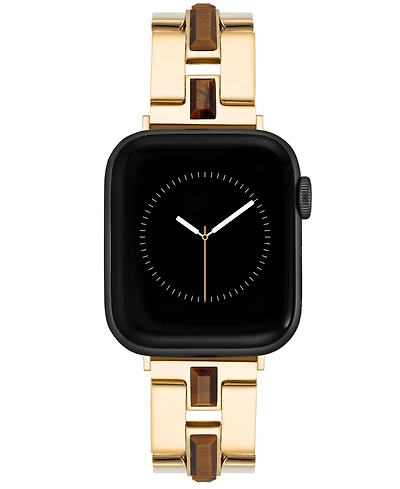 Anne Klein Women's Gold-Tone Alloy Metal Bracelet with Genuine Tiger's Eye designed for Apple Watch 42mm (Series 10) & 38/40/41mm