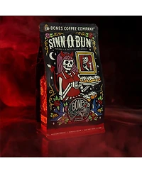 Bones Coffee Ground Coffee | 12 oz Medium Roast Arabica Low Acid Flavored Coffee | Cinnamon Roll Flavor Company