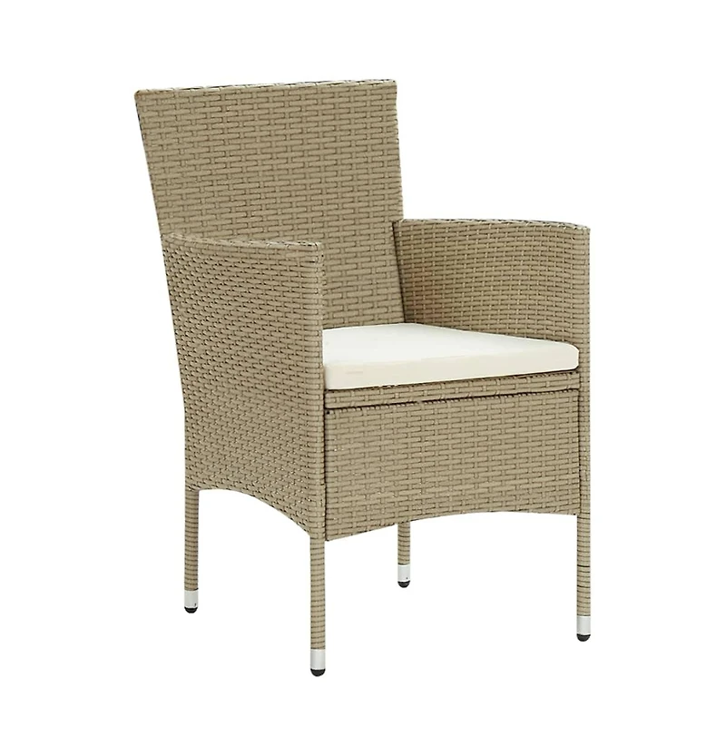 Patio Dining Chairs 2 pcs Poly Rattan Beige