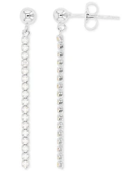 Cubic Zirconia Chain & Polished Ball Linear Drop Earrings