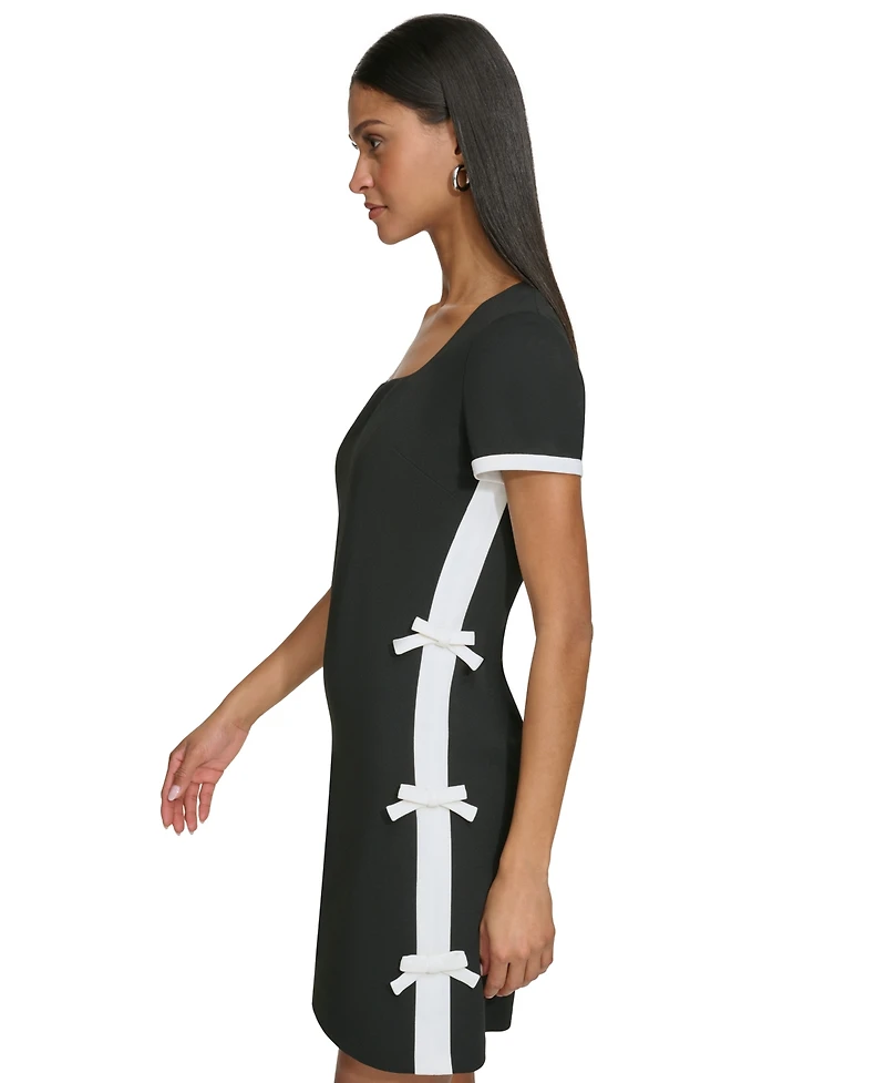Karl Lagerfeld Paris Women's Bow Trim Scuba Crepe Sheath Dress