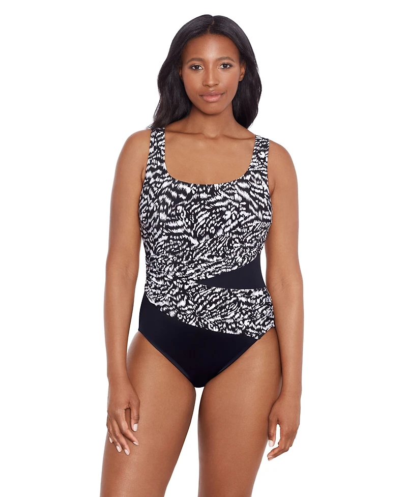 Longitude by Mimi Flamingo Women's Wrap Sash Tank One-Piece Swimsuit