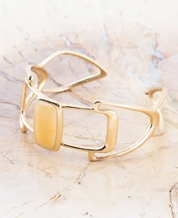Barse Luster Genuine Yellow Agate Rectangle Cuff Bracelet