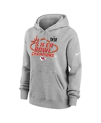 Women's Nike Heather Gray Kansas City Chiefs Super Bowl Lviii Champions Locker Room Trophy Collection Pullover Hoodie
