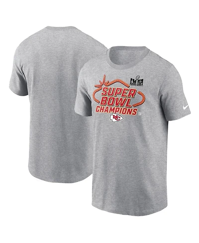 Men's Nike Heather Gray Kansas City Chiefs Super Bowl Lviii Champions Locker Room Trophy Collection Tall T-shirt