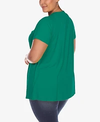 White Mark Plus Size Crisscross Cutout Short Sleeve Top