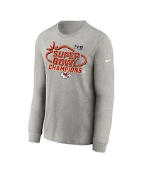 Big Boys Nike Gray Kansas City Chiefs Super Bowl Lviii Champions Locker Room Trophy Collection Long Sleeve T-shirt