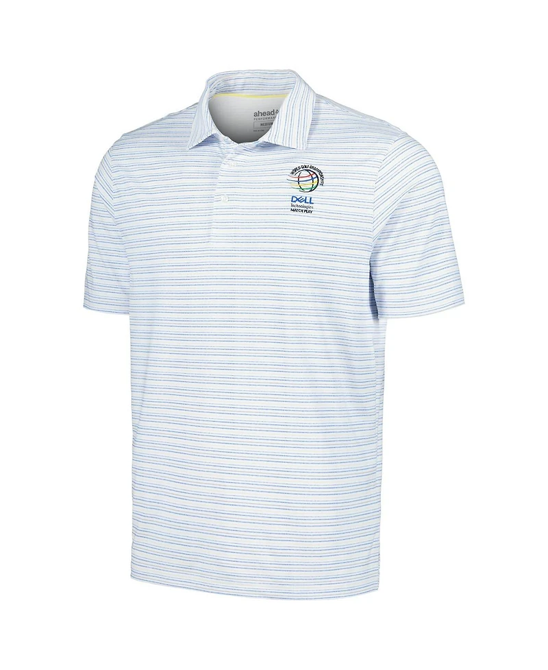 Men's Ahead White Wgc-Dell Technologies Match Play Islander Feed Striped Polo Shirt