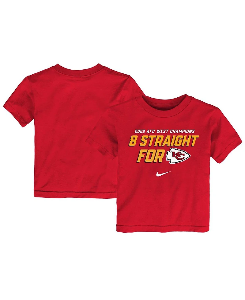 Toddler Boys and Girls Nike Red Kansas City Chiefs Eight-Time Afc West Division Champions T-shirt